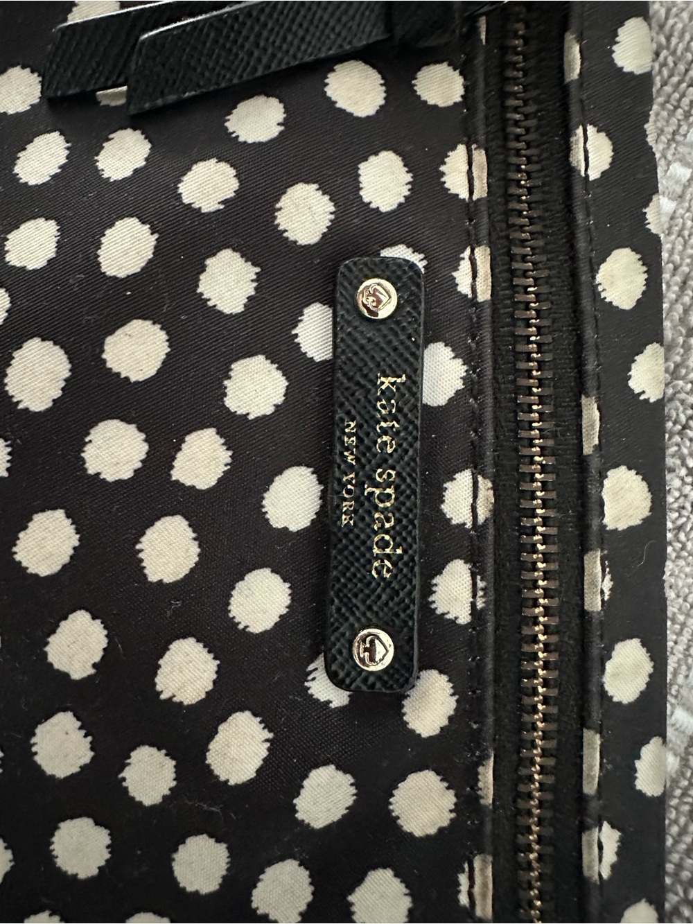 Kate Spade Black and White Polka Dot Women's Zip Tote